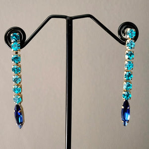 Turquoise & Navy Crystal Drop Earrings