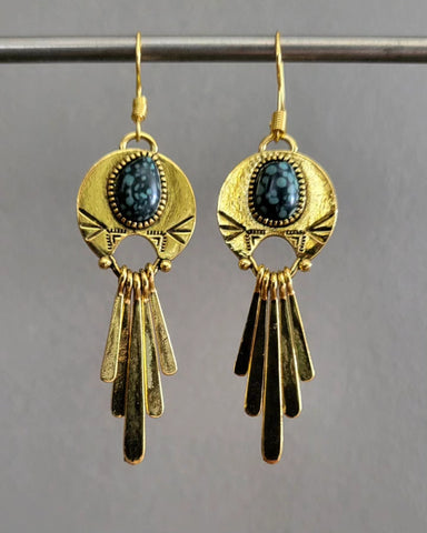 Gold Drop Earrings With Stone