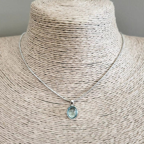 Clear Aqua Pendant Necklace