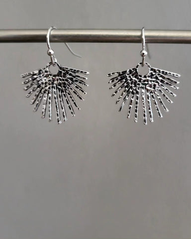 Silver Fan Drop Earrings