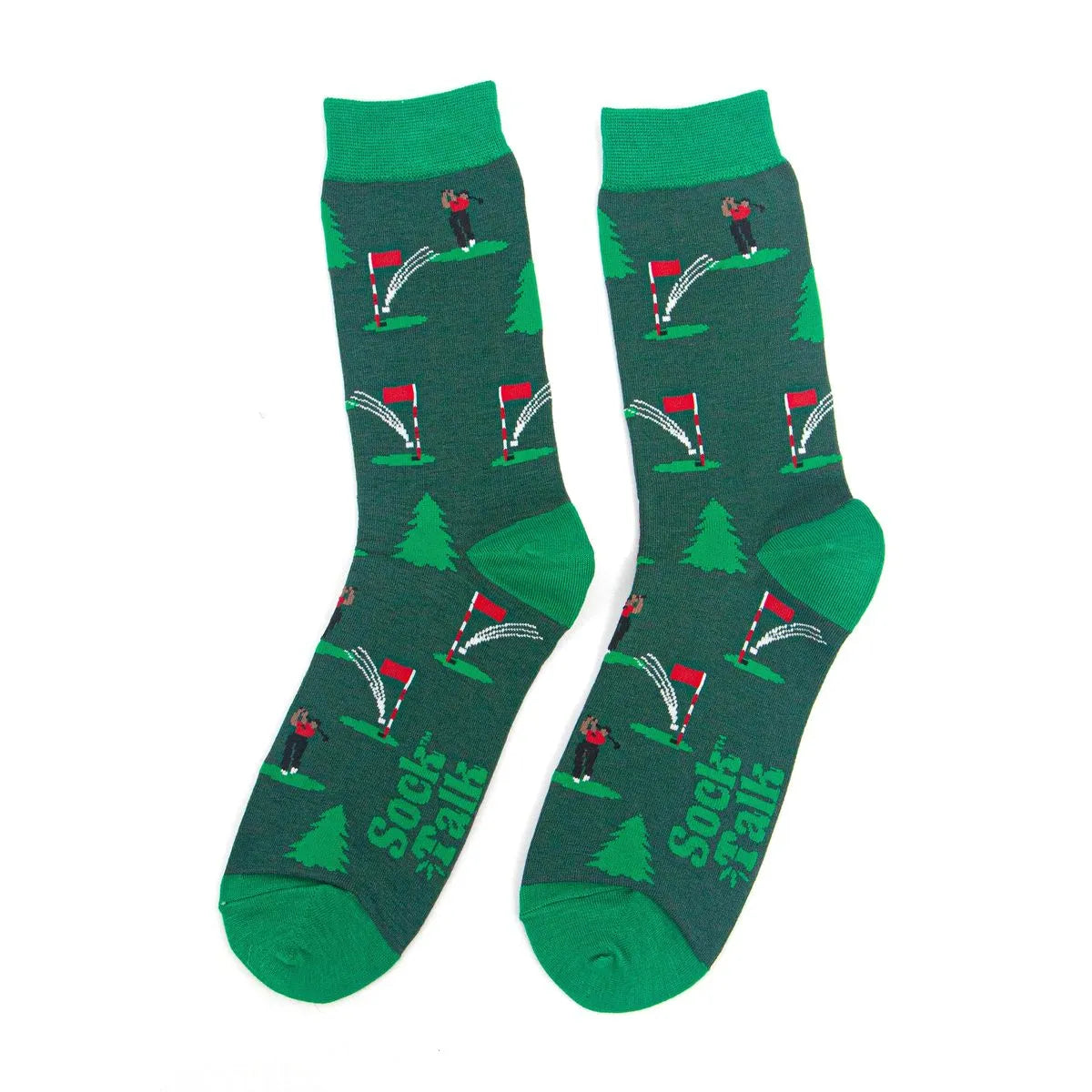 Men's Bamboo Socks - Green, Golfer on The Green