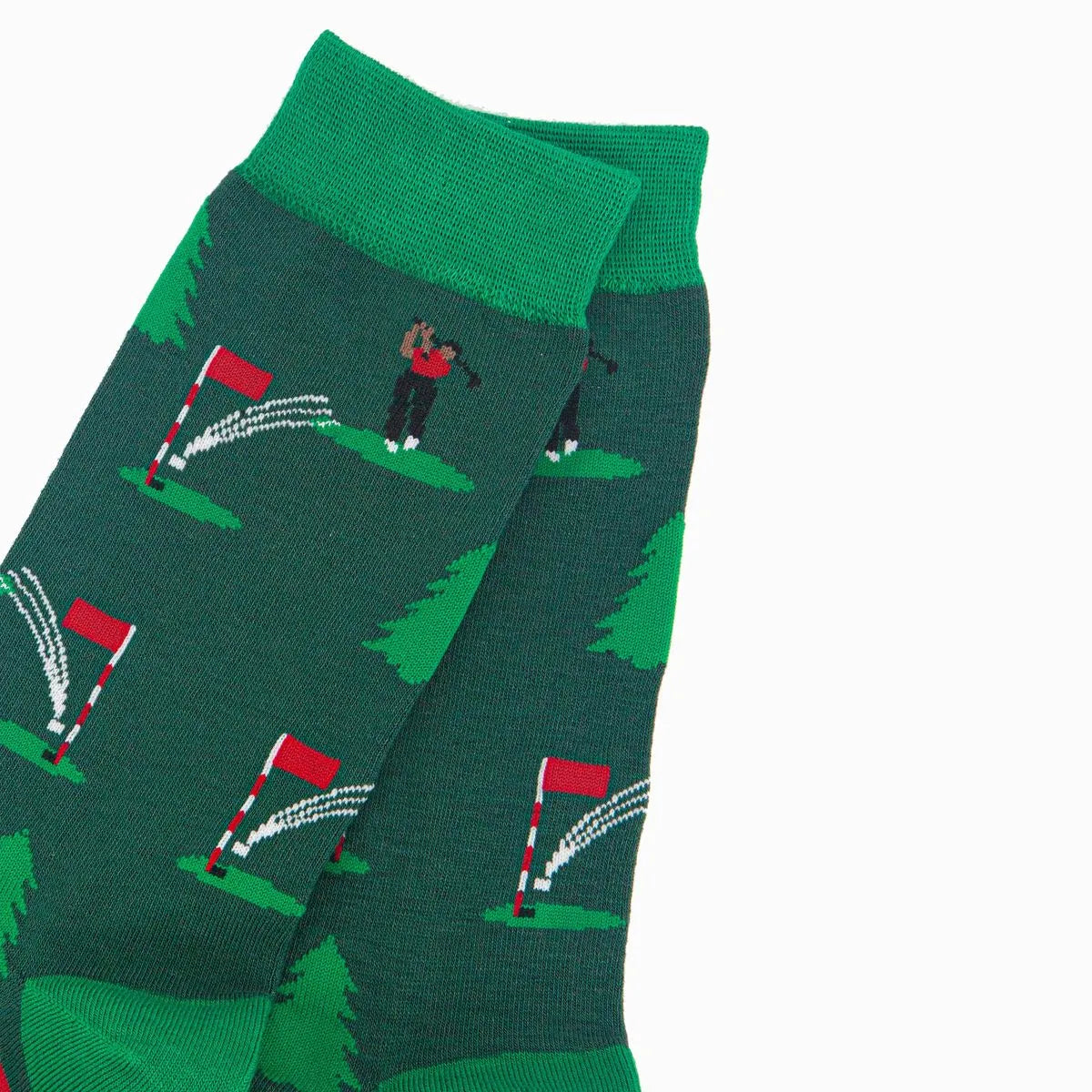 Men's Bamboo Socks - Green, Golfer on The Green
