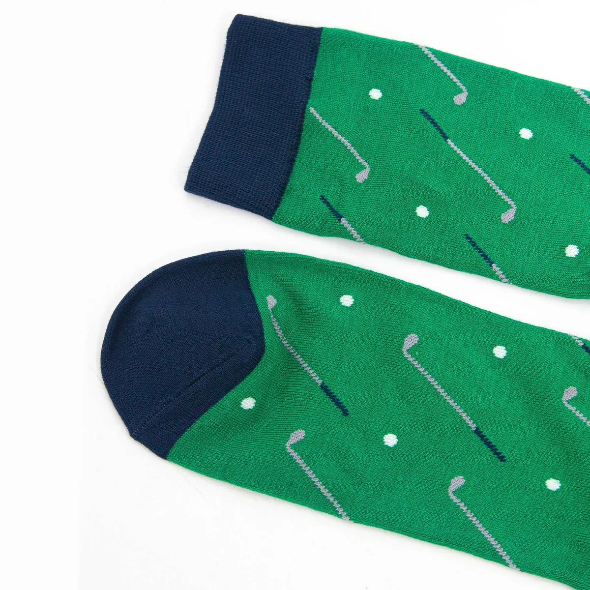 Men's Bamboo Socks - Green/Navy Blue, Golf Ball and Club