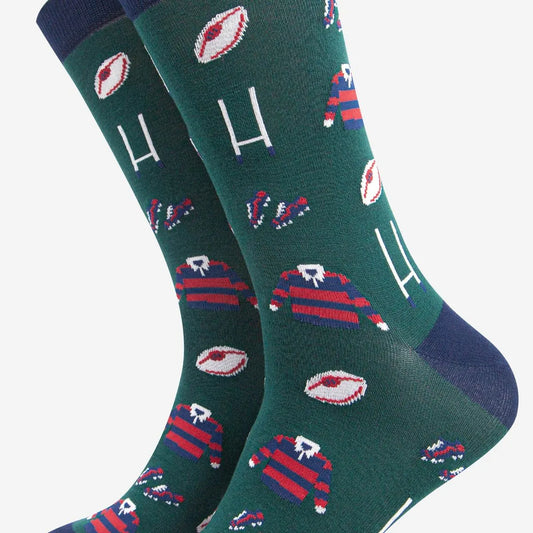 Men's Rugby Goal Kit Bamboo Socks in Green