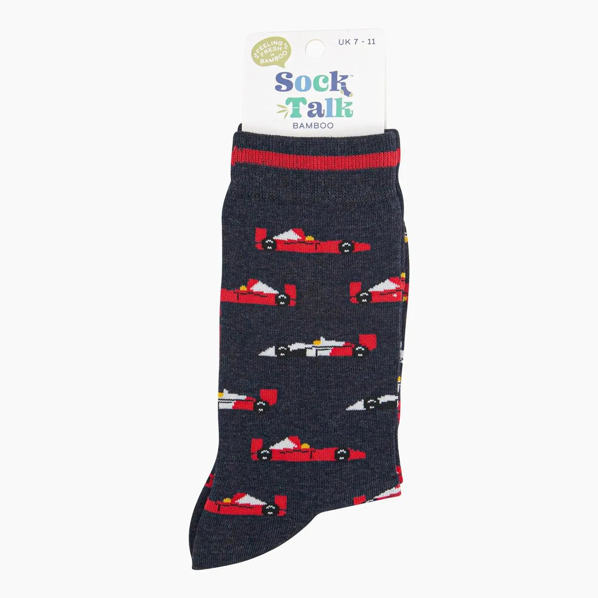 Men's Bamboo Socks - Navy, Race Cars