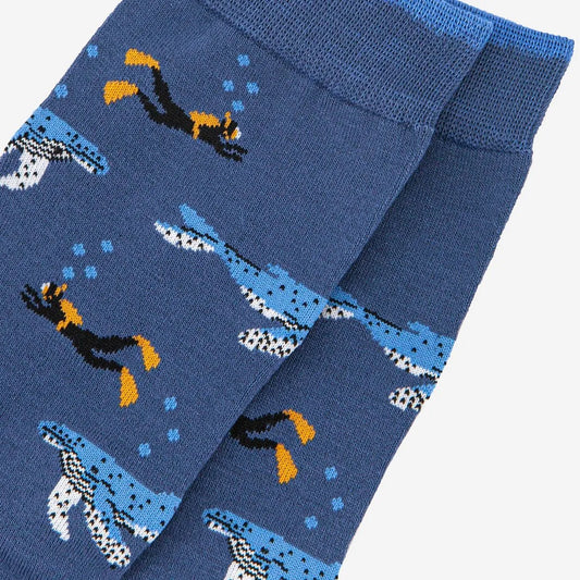Men's Scuba Diver and Whale Bamboo Socks