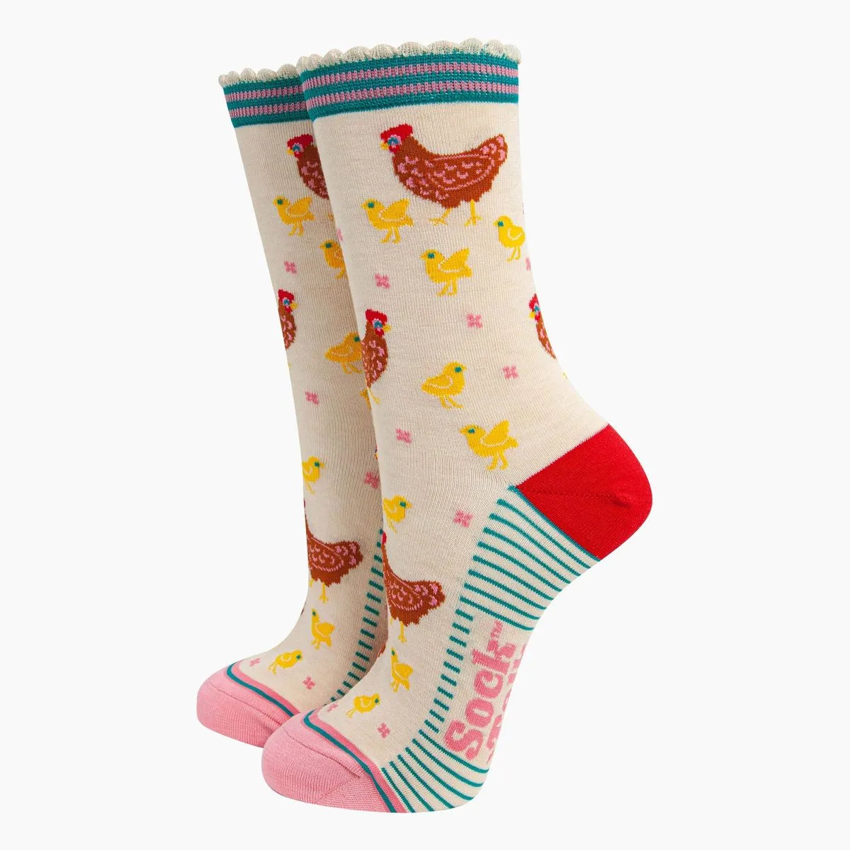 Women's Bamboo Socks - Cream, Hen and Chicks