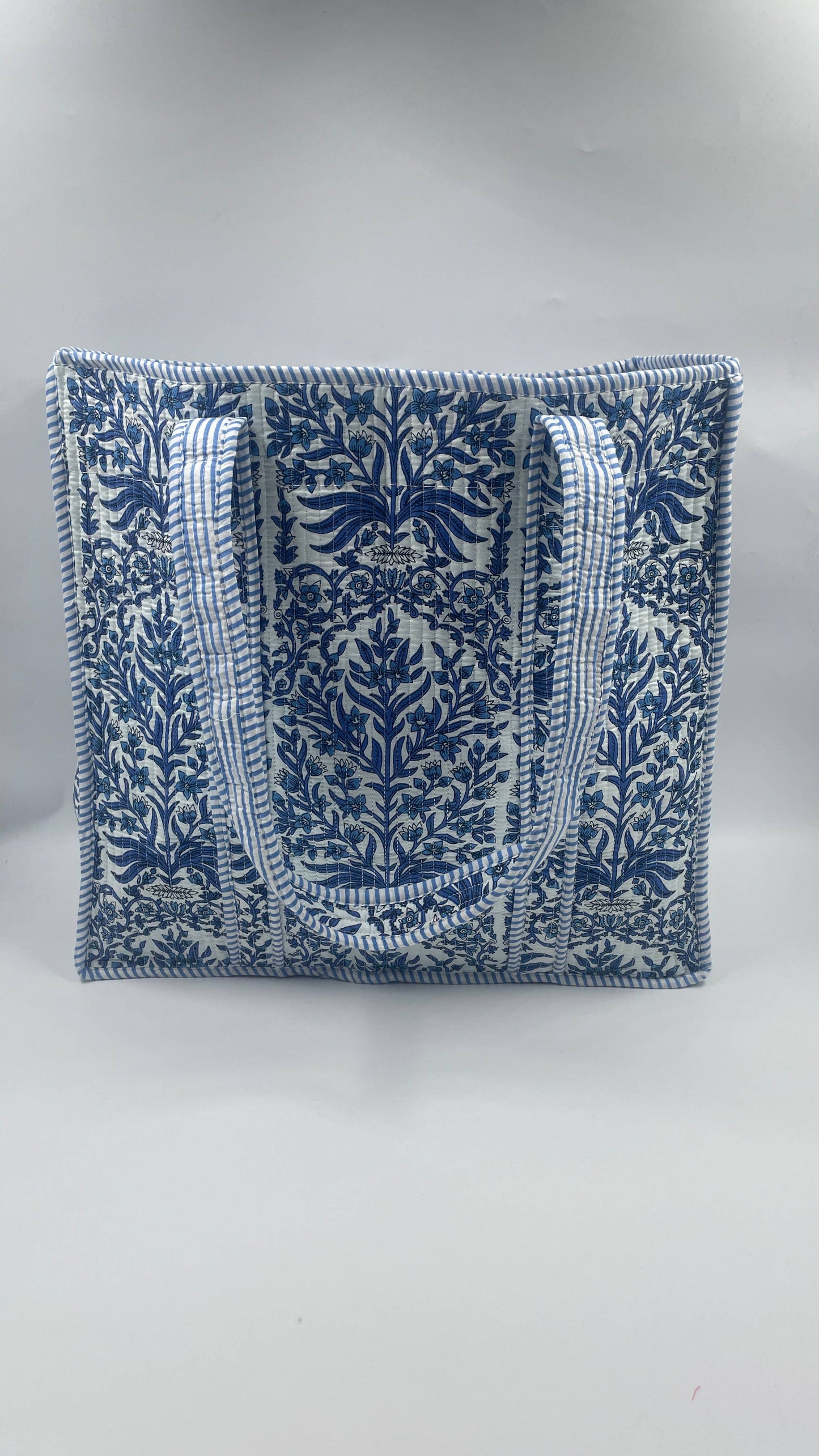 100% Cotton Kantha Quilted Boho Reversible Floral Tote Bag