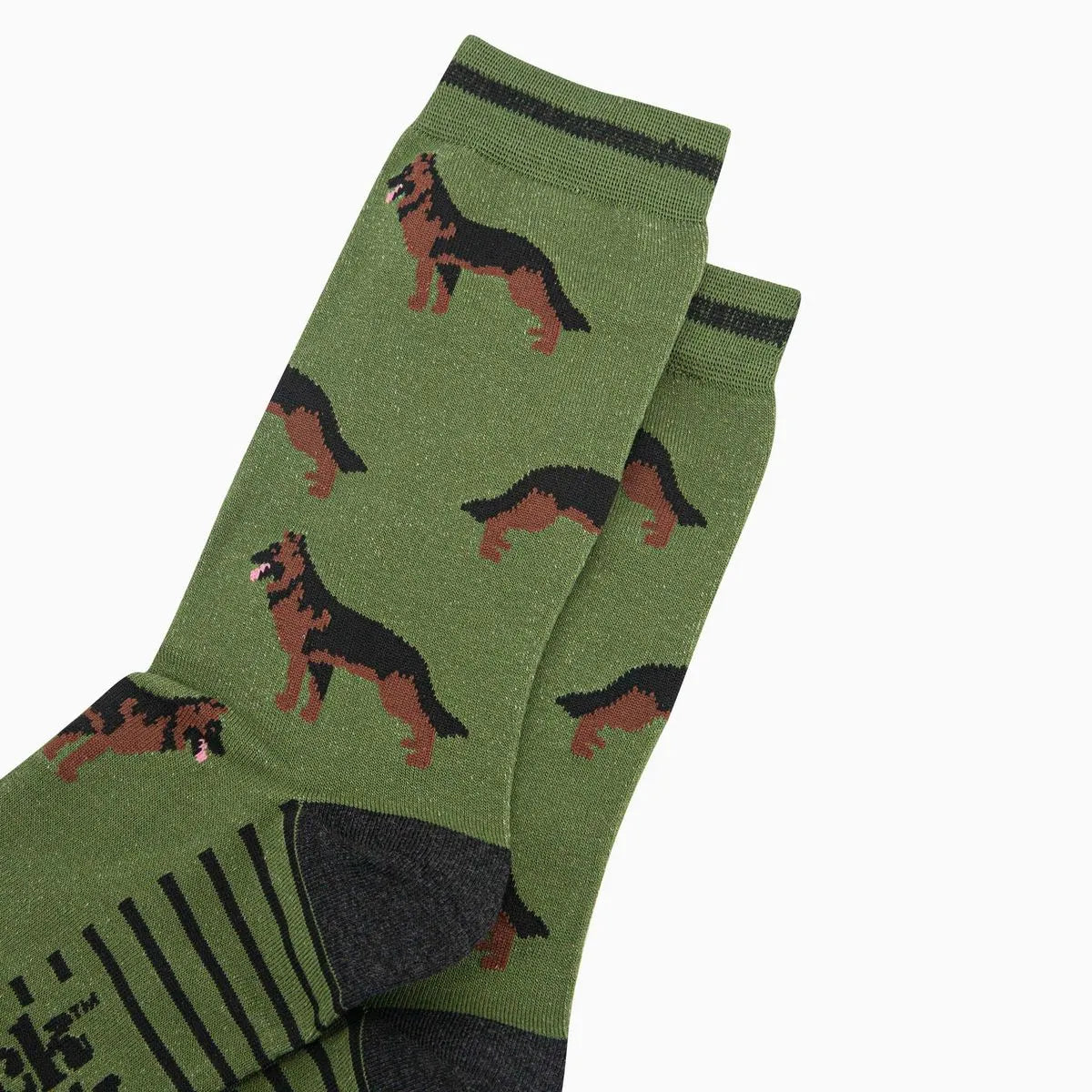 Men's Bamboo Socks - Green, Alsatian German Shepherd