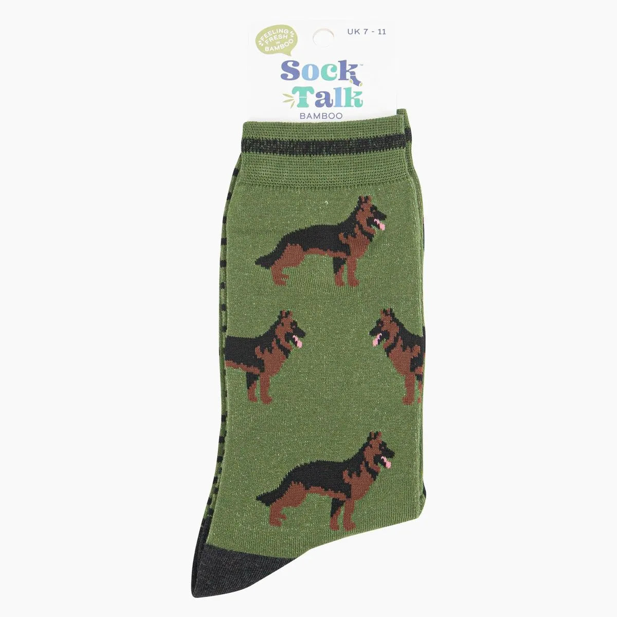 Men's Bamboo Socks - Green, Alsatian German Shepherd