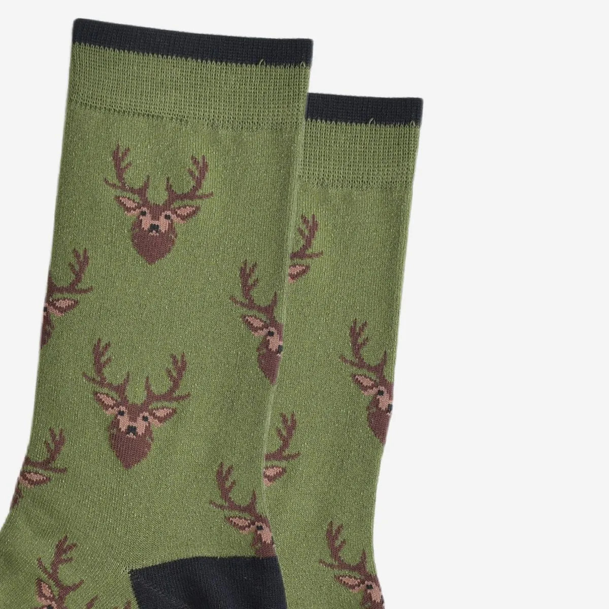 Men's Bamboo Socks - Green/Black, Stag