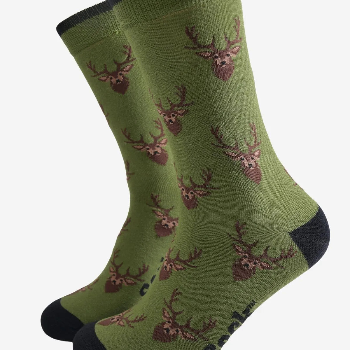 Men's Bamboo Socks - Green/Black, Stag