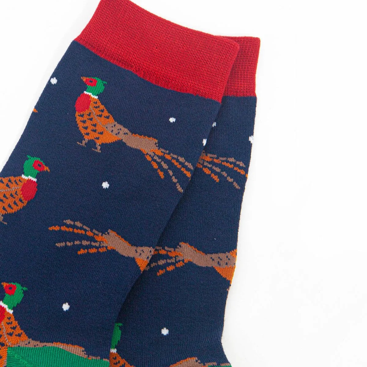 Men's Bamboo Socks - Navy Blue/Red, Pheasant