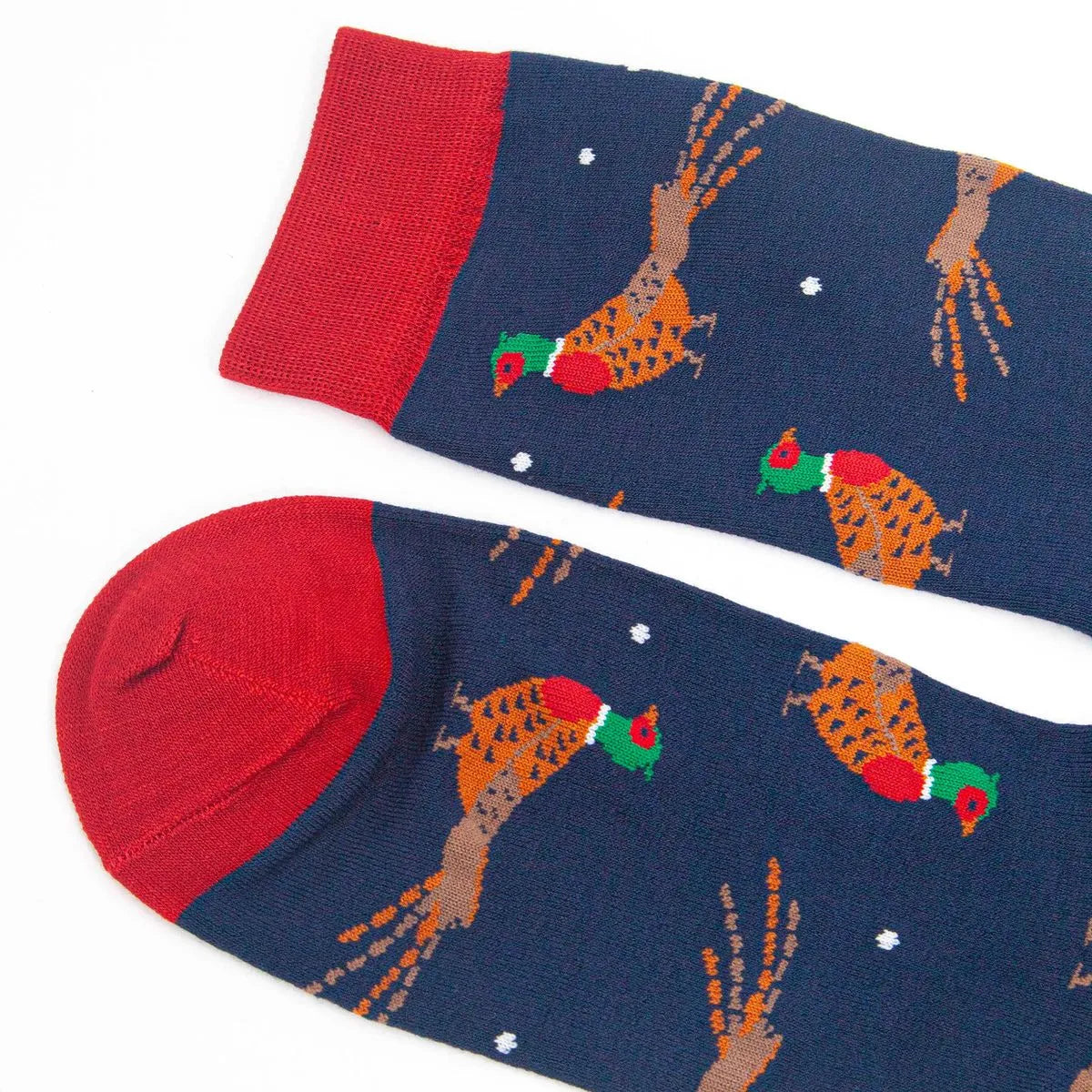 Men's Bamboo Socks - Navy Blue/Red, Pheasant
