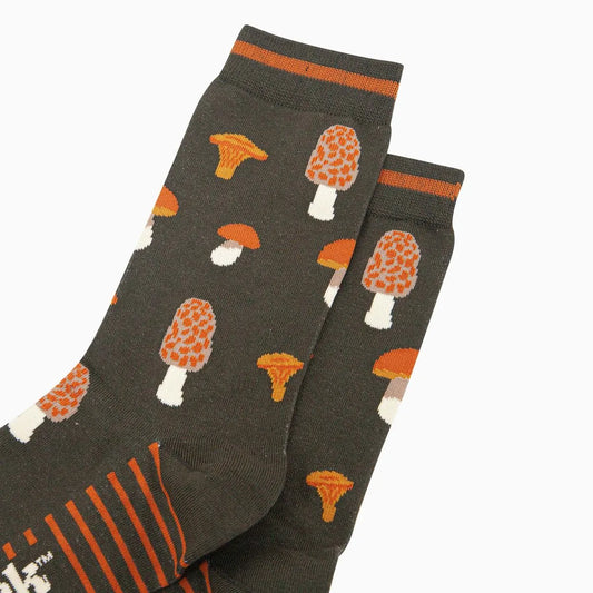 Men's Bamboo Socks - Khaki, Mushroom Foraging