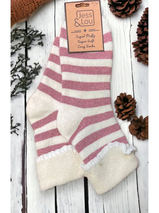 Sassy Striped Pink Super Cosy Cuff Socks