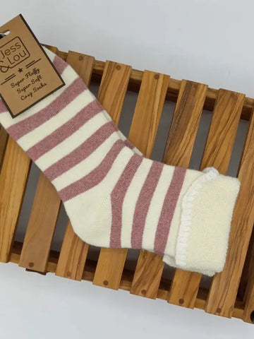 Striped Pink Cosy Cuff Socks