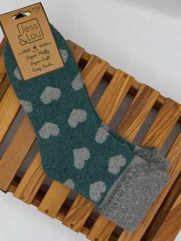 Green Heart Cosy Cuff Socks
