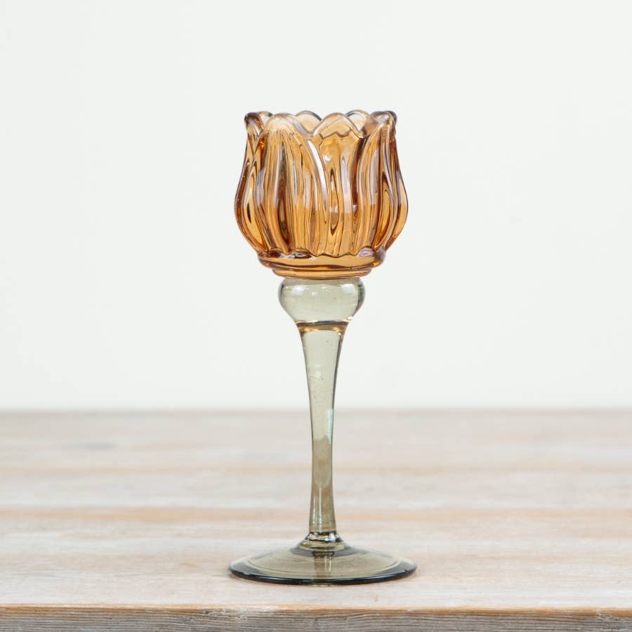 Tulip Glass Candle Holder, 19cm