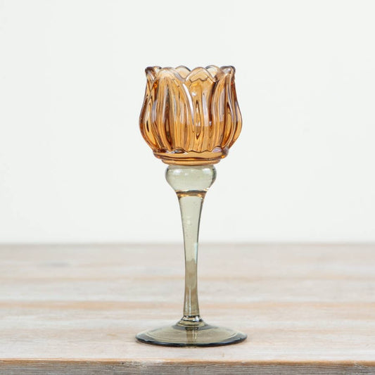 Tulip Glass Candle Holder, 19cm