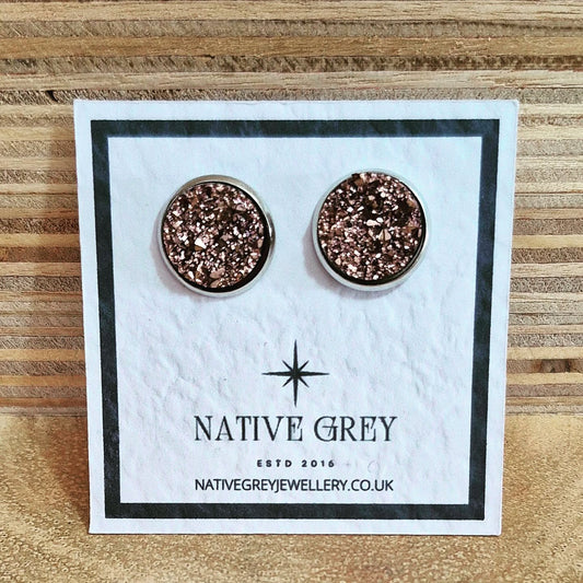 Crystal Stud Earrings - Gold