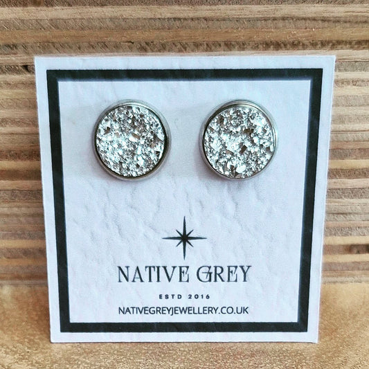 Crystal Stud Earrings - Silver
