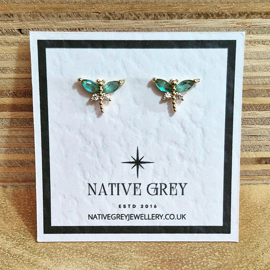 Crystal Dragonfly Stud Earrings