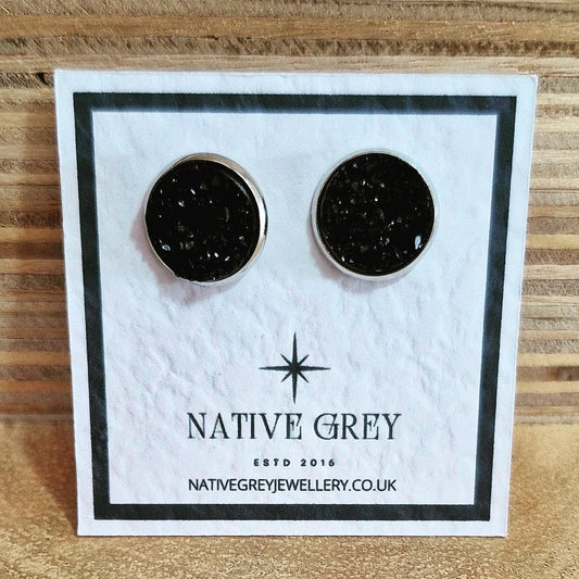 Crystal Stud Earrings - Black
