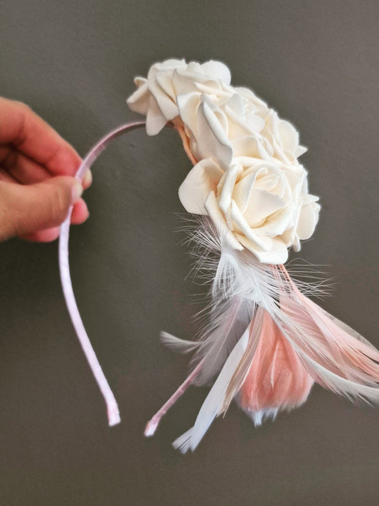 Stunning Floral Light Peach Fascinator Band