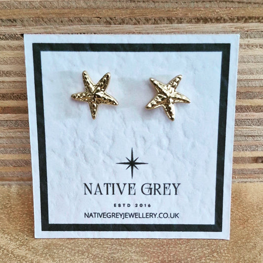 Gold Starfish Stud Earrings