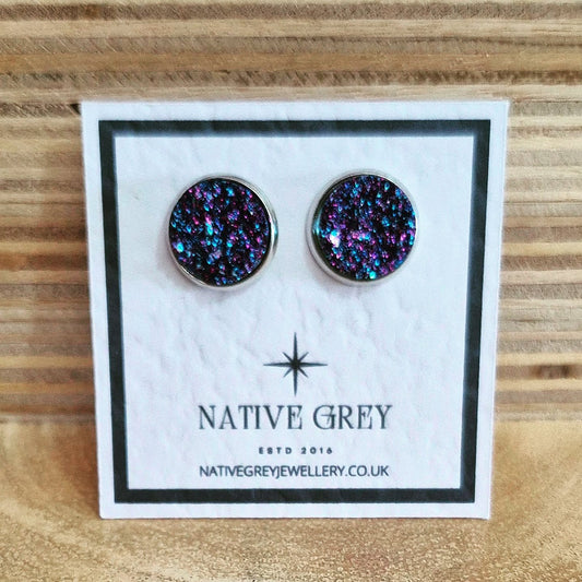 Crystal Stud Earrings - Ink