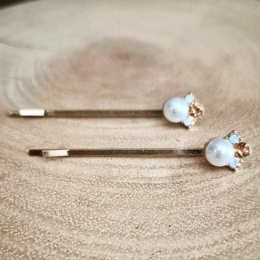 Gold, Pearl & Crystal Hair Clips