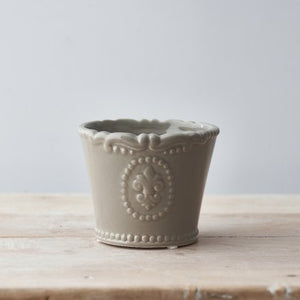 Grey Fleur De Lis Pot, 11CM