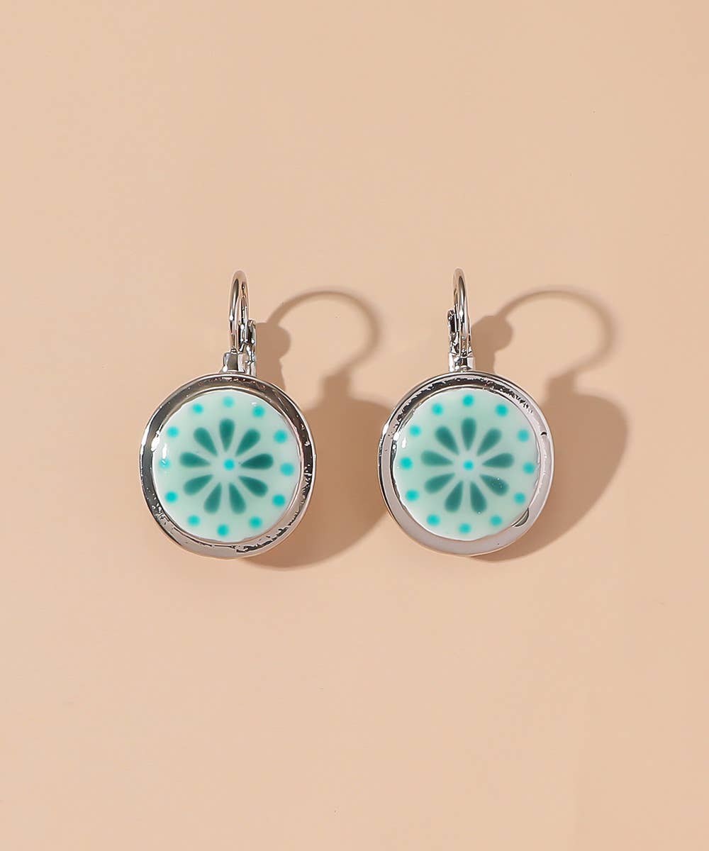 Aqua Green Disc Earrings