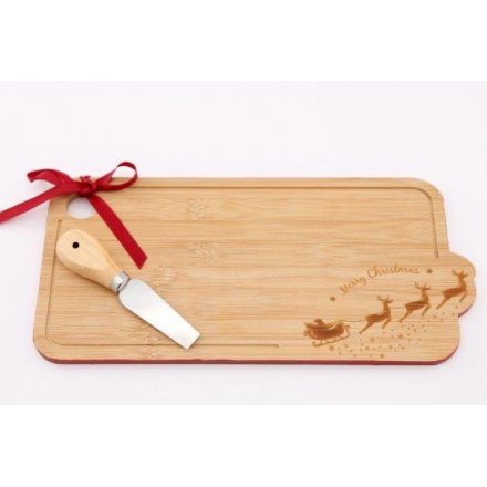 Wooden Christmas Cheese Board, 24cm