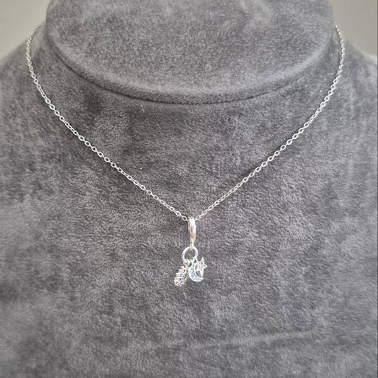Silver Chain With Cluster Pendant
