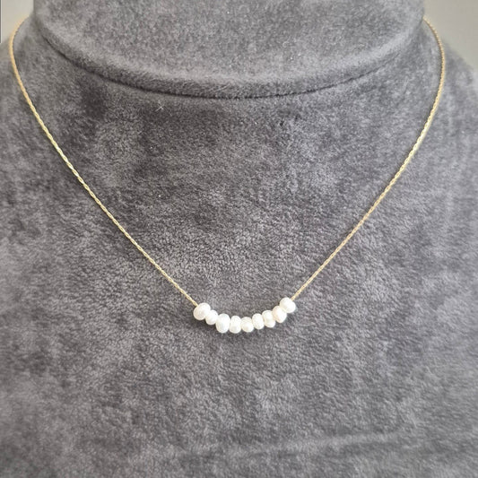Delicate Gold & Pearl Chain Necklace
