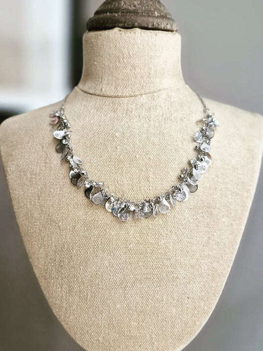 Silver Laser-cut Sparkly Layered Necklace