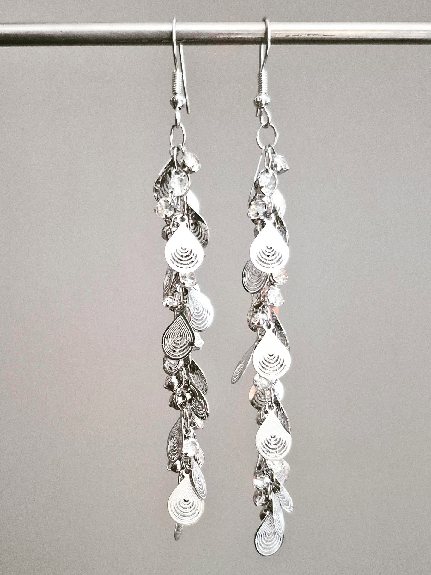 Laser-cut Sparkly Layered Drop Earrings