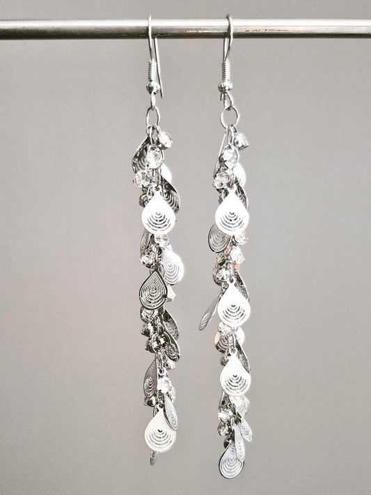 Laser-cut Sparkly Layered Drop Earrings