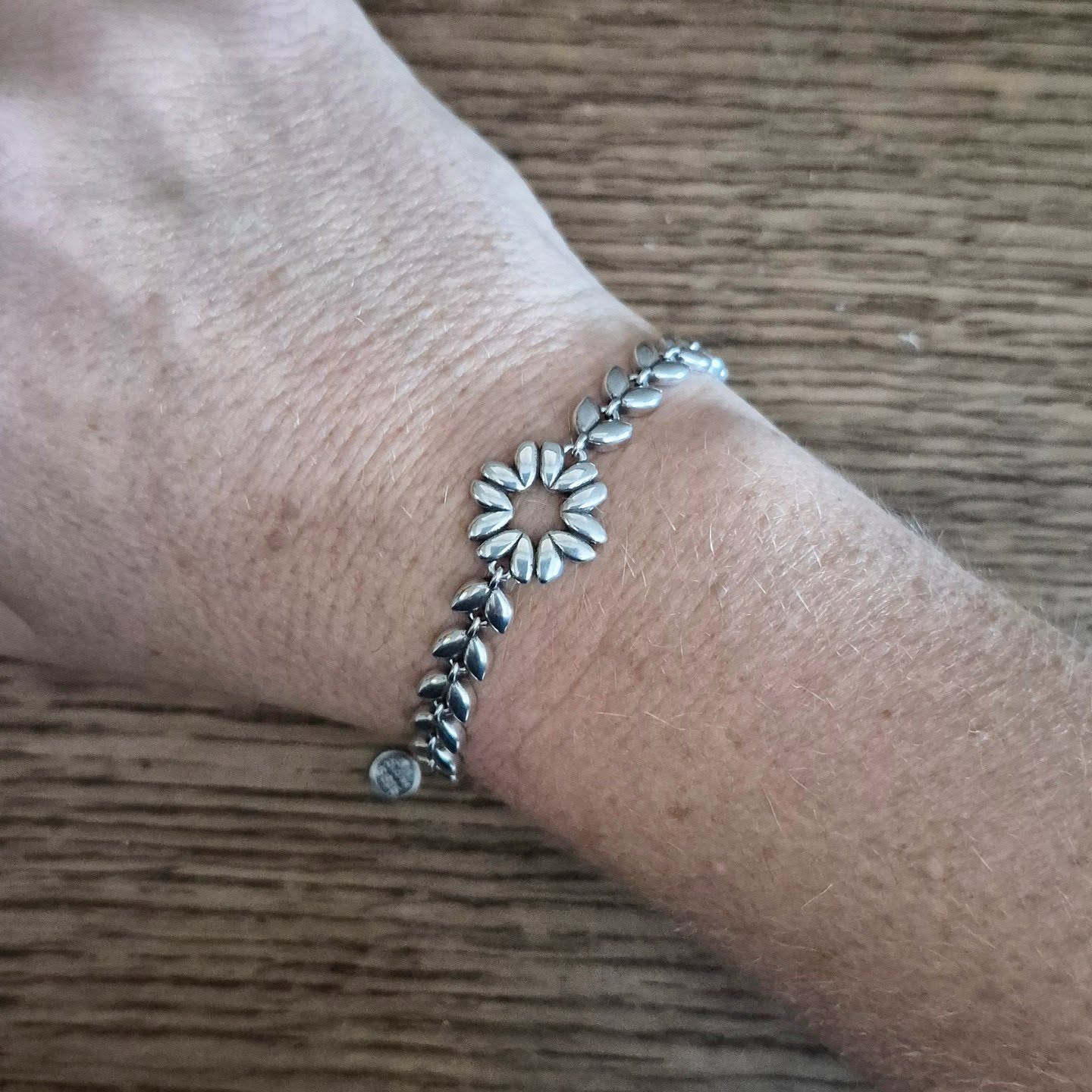 Silver Leaf Shape Link Bracelet