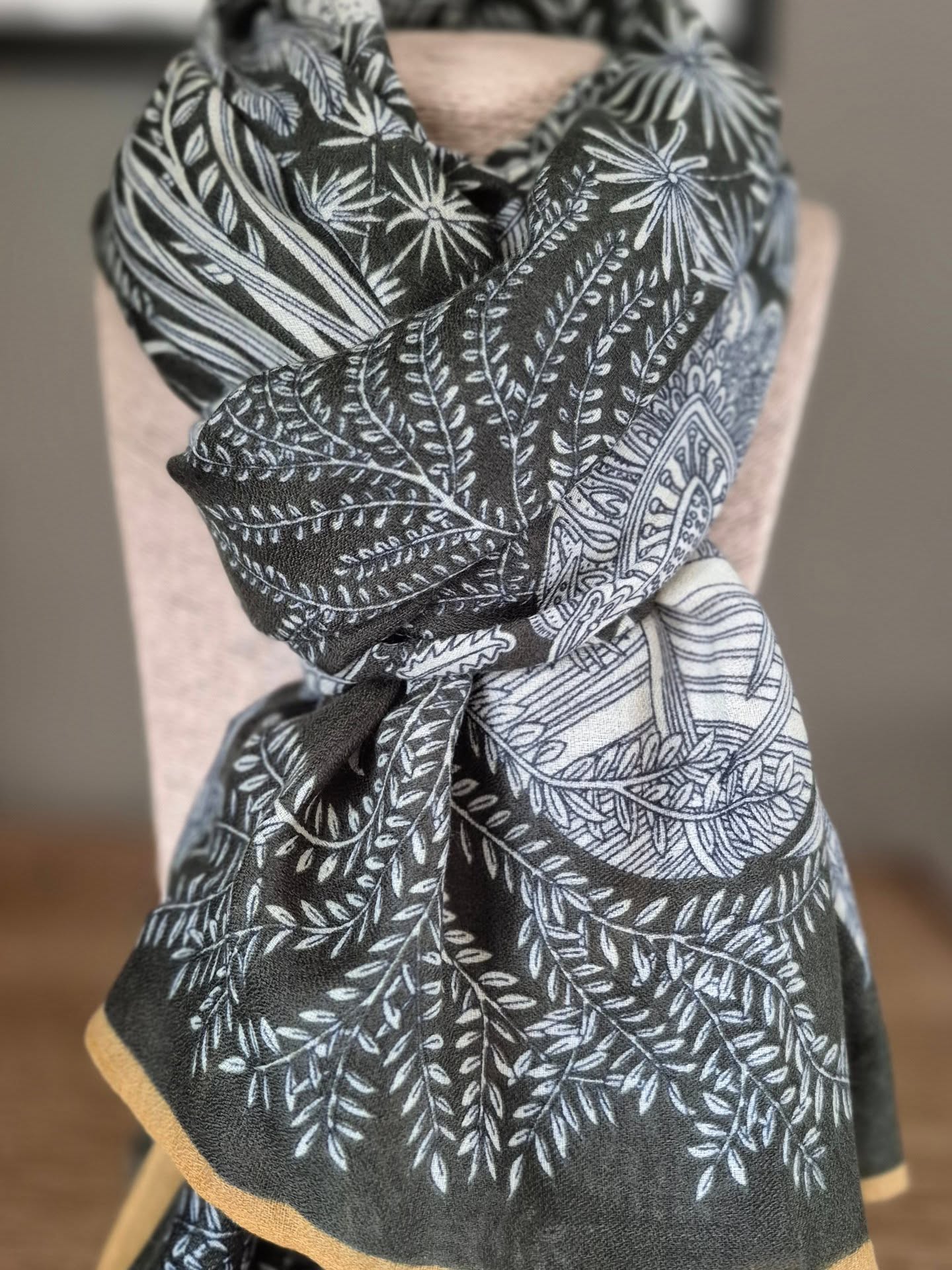 Green Botanical Lightweight Scarf