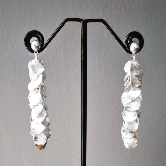 Silver Layered Disc Drop Earrings