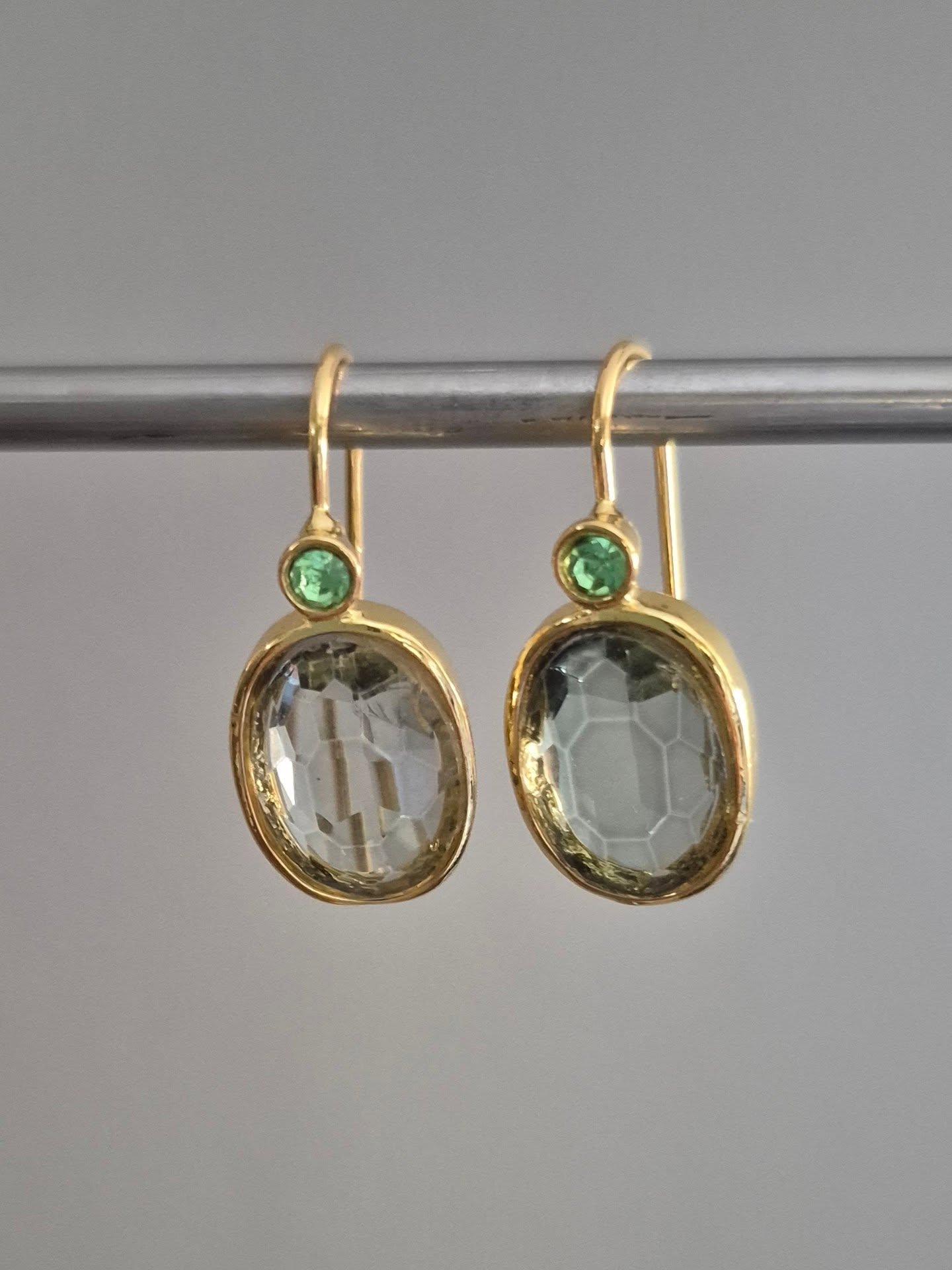 Gold & Green Drop Earrings