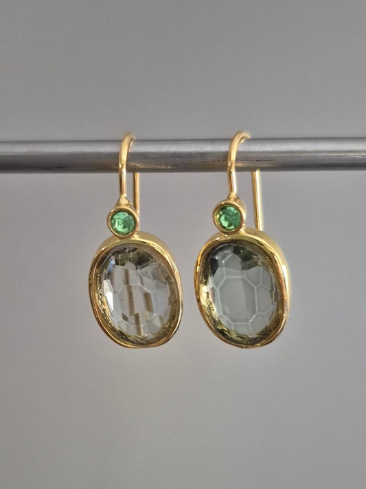Gold & Green Drop Earrings