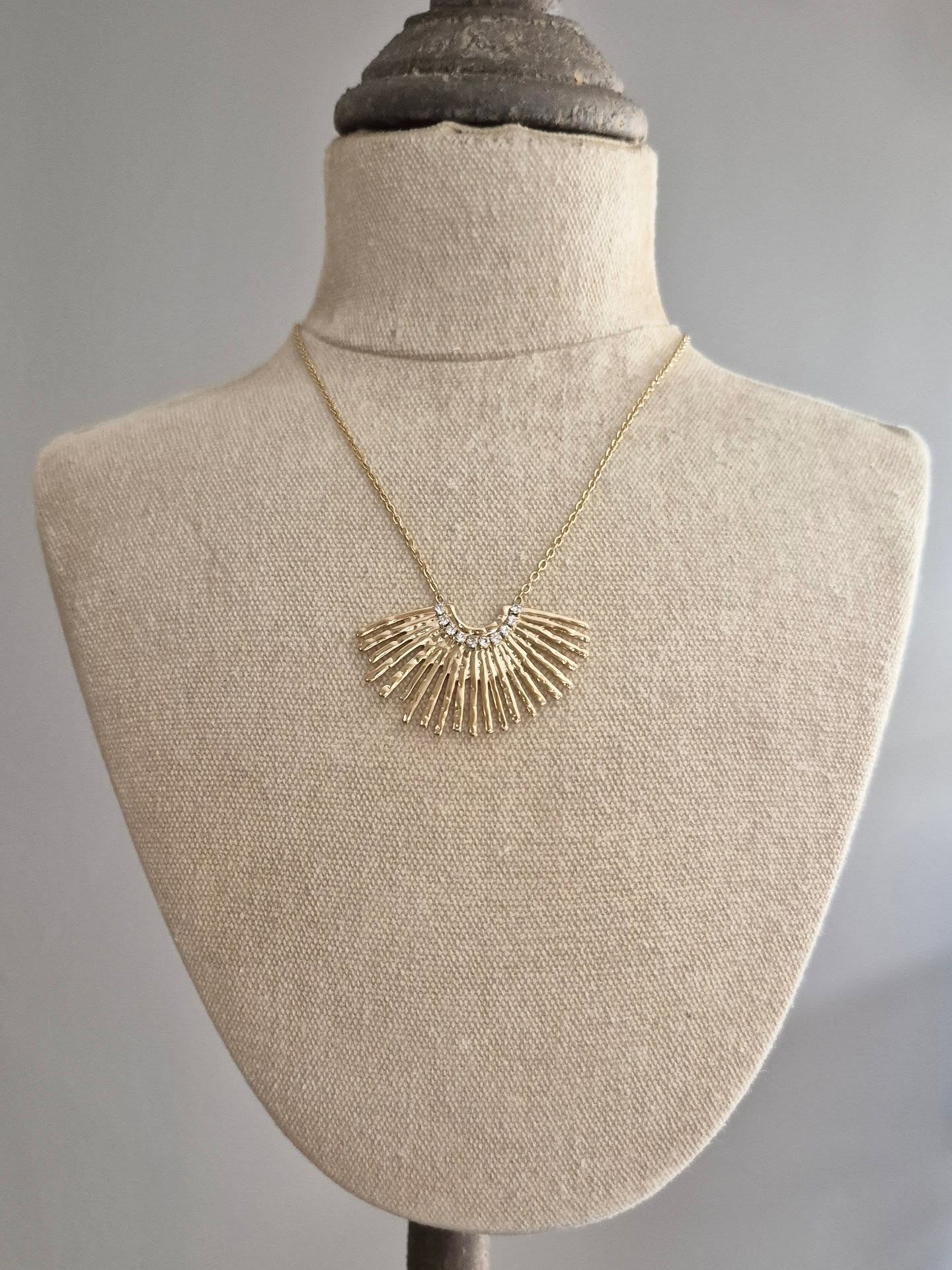 Golden Sun Rays Chain Necklace