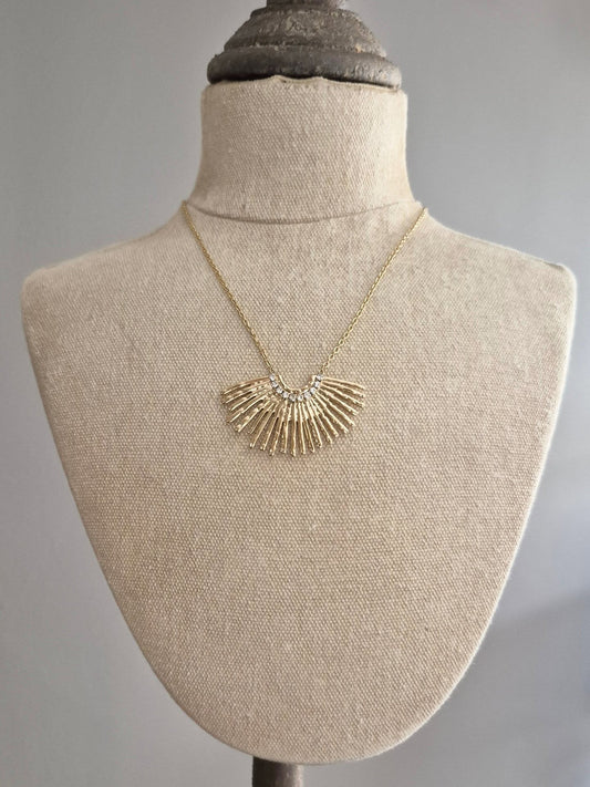 Golden Sun Rays Chain Necklace