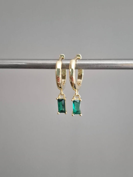 Green Drop Sleeper Earrings