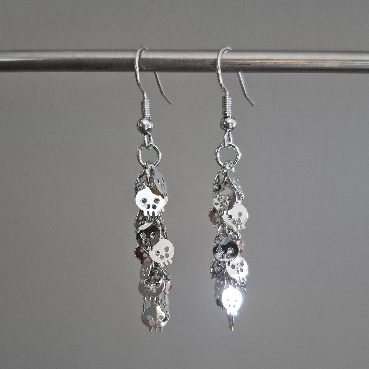 Layered Skull Drop Earrings