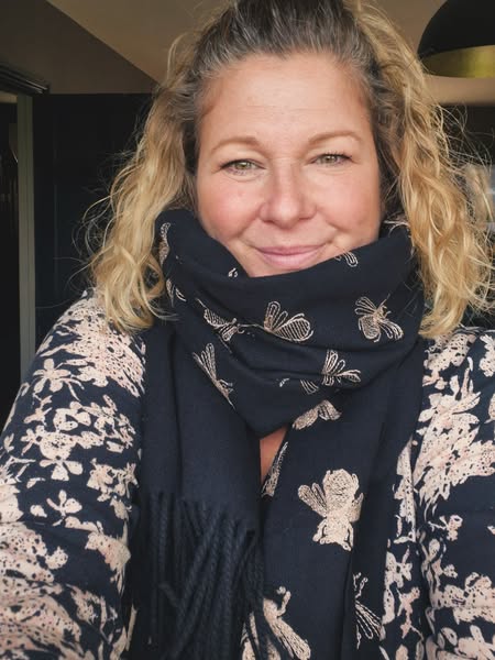 Black Soft Scarf with Gold Embroidered Bees